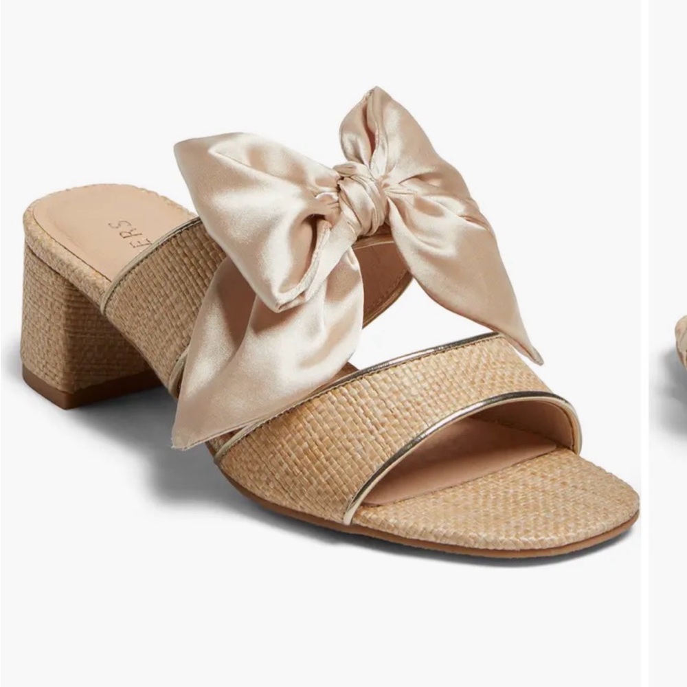 Jack Rogers Women's Cream and Tan Midi Heels | Heidi Bow Midi Heels